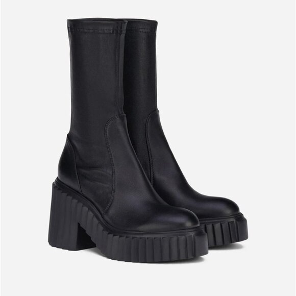 $600 AGL TIGGY BOOT MOTO COMBAT PLATFORM STRETCH LEATHER BLACK 40 (MG8)